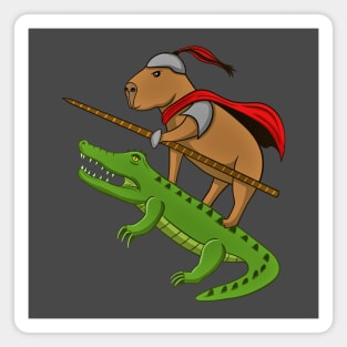 Cute Capybara Knight with Crocodile Magnet